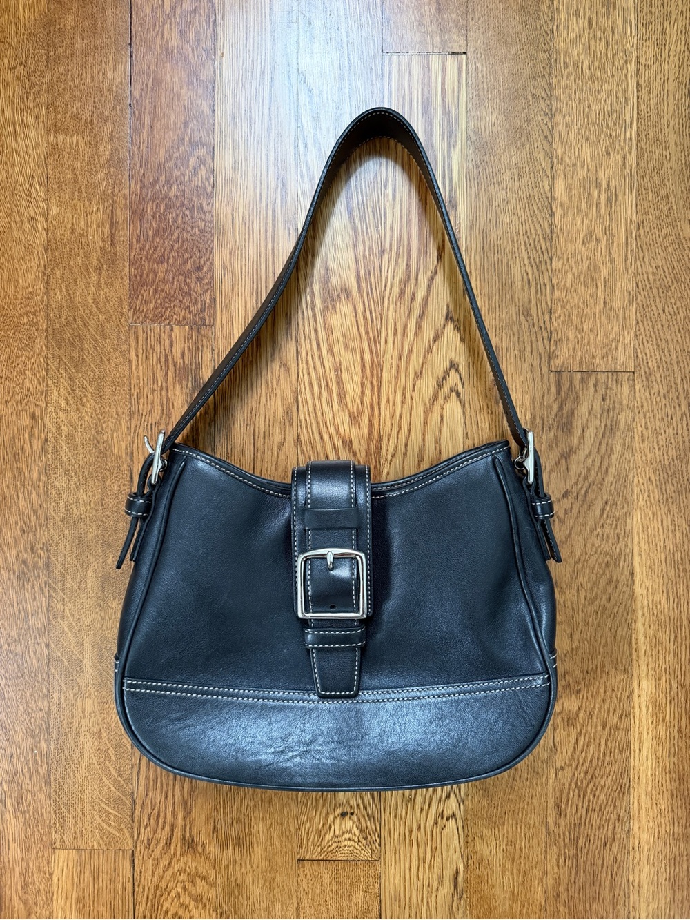 Vintage Coach Hampton Soho Black Leather Shoulder Bag